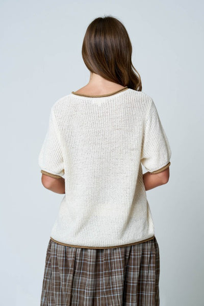 Contrast Trim Knit Sweater Oatmeal