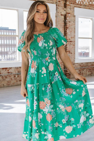 Dana Green Floral Midi Dress