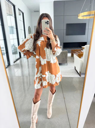UMGEE Mocha Floral Babydoll Dress