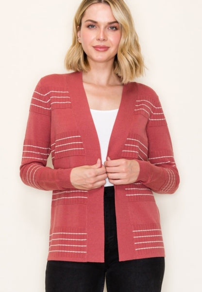 Stitch Stripe Cardigan Marsala