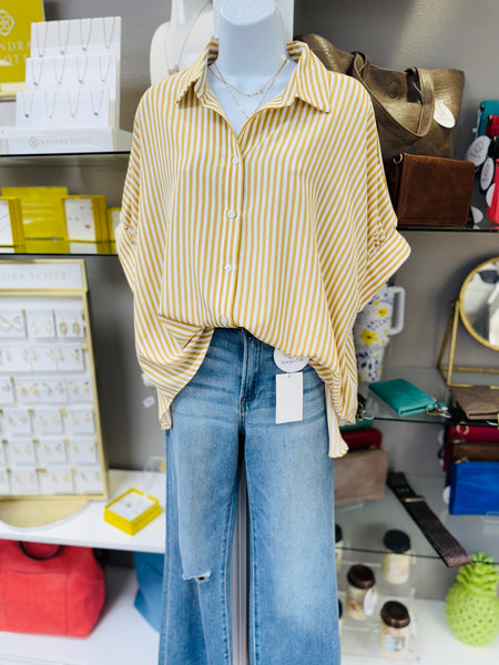 Stripe Oxford Button Down Shirt Taupe Tan