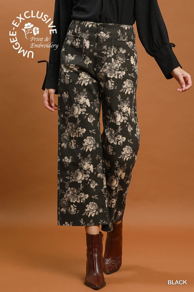 UMGEE Floral Print Pant Black Mix