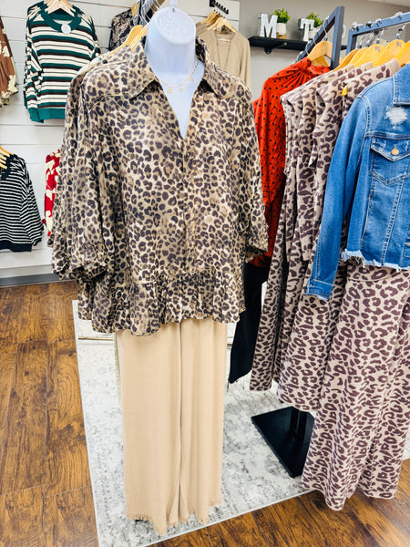 UMGEE Leopard Print Peplum Top