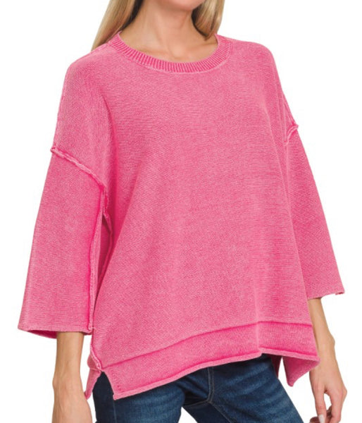 Breezy Knit Top Hot Pink