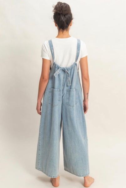 Denim Adjustable Strap Jumpsuit Overall