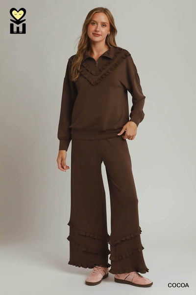 UMGEE Cocoa Luxe Knit Ruffle 2PC SET