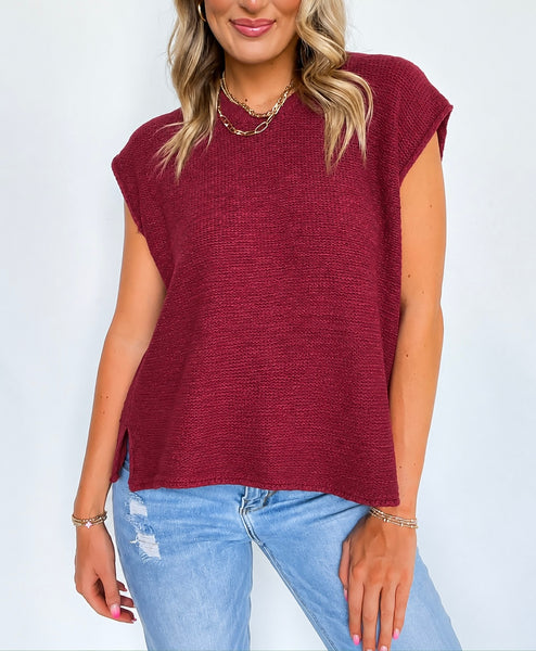Luxe Crew Neck Layering Sweater Wine Red
