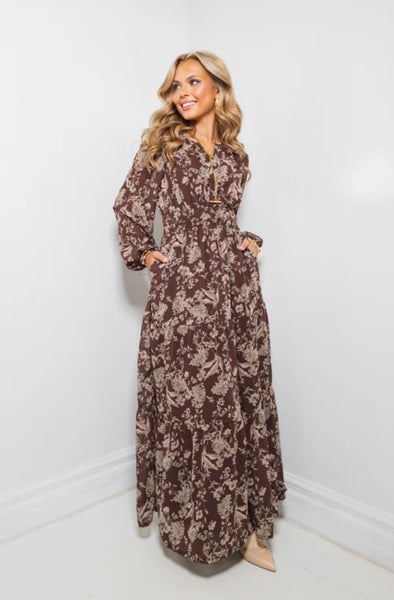 Stevie Floral Maxi Dress Cocoa