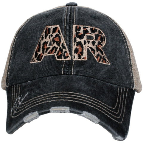 AR Leopard Embroidered Trucker Hat Black