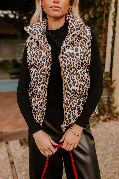 Wild Side Leopard Puffer Vest
