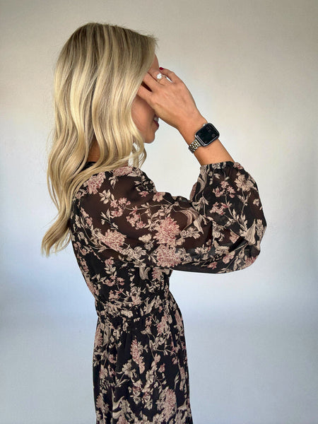 Stevie Black Floral Maxi Dress
