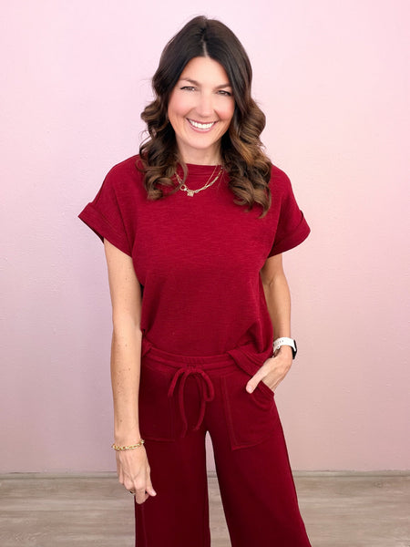 Cotton Slub 2PC Set Dark Red