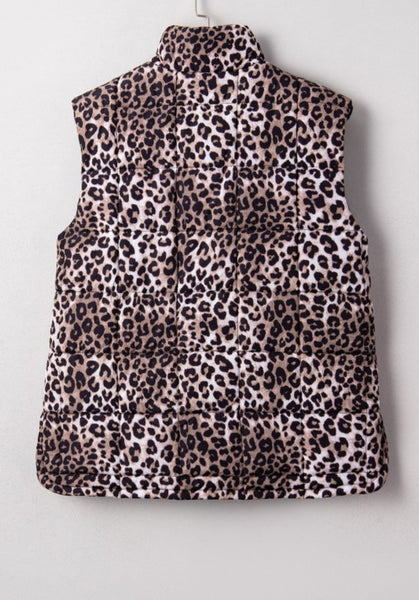 Leopard Quilted Puffer Vest