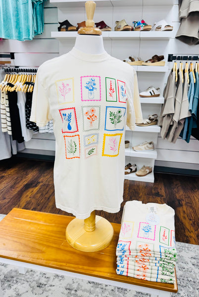 Comfort Colors Whimsical Floral Stamp Tee