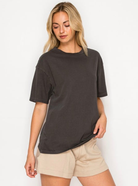 Classic Crew Neck Cotton Tee Vintage Black