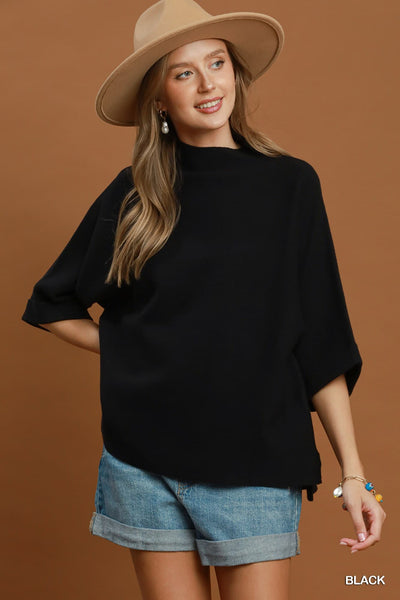 UMGEE Mock Neck Sweater Top Black