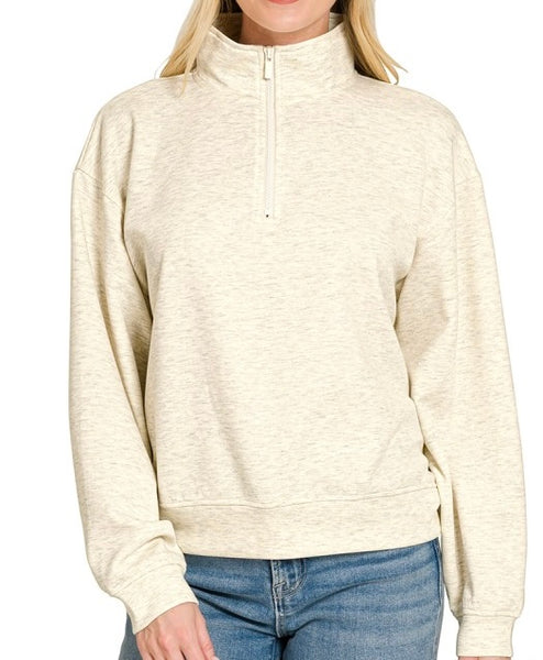 Scuba Half Zip Pullover Sweatshirt Vanilla