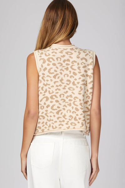 Cream Leopard Button Sweater