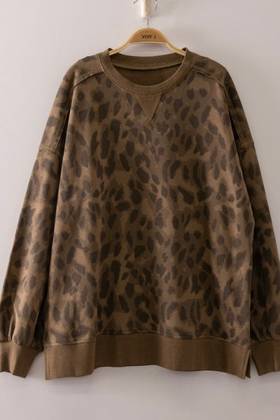 Leopard Cozy Sweatshirt Mocha Mix