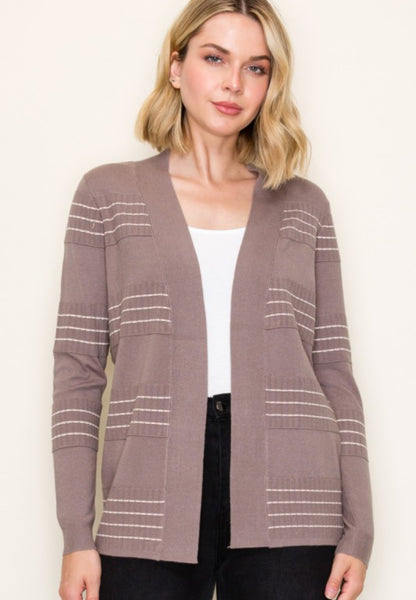 Stitch Stripe Cardigan Dark Mocha