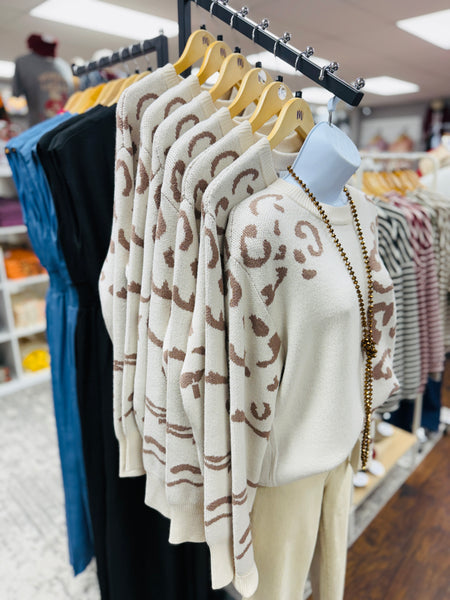 Sutton Beige Animal Print Sweater