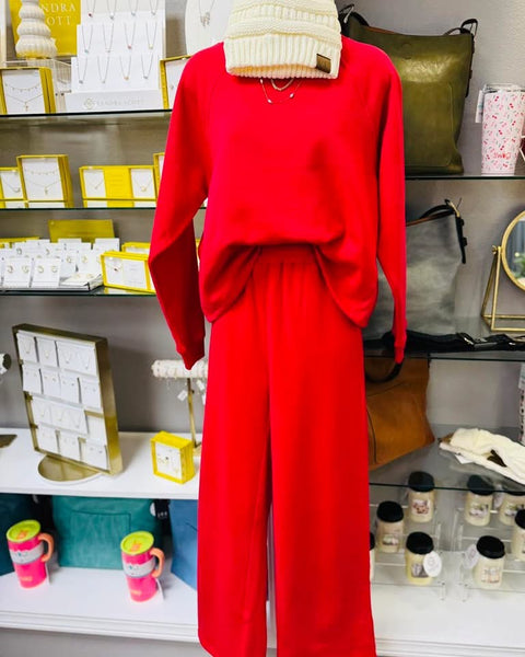 Scuba 2PC Fleece Lined Set Ruby