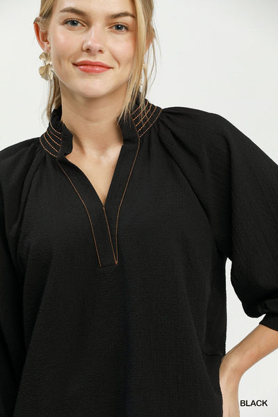 UMGEE Scallop Hem Top Black