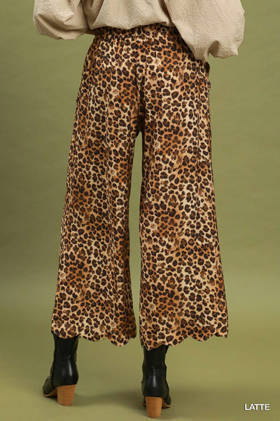 UMGEE Leopard Wide Leg Pant Latte