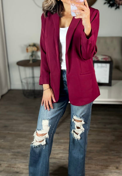 Classic Blazer Wine Red