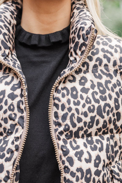 Wild Side Leopard Puffer Vest
