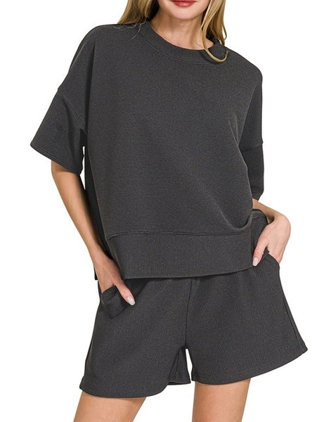 Lounge Around 2PC Shorts SET Black