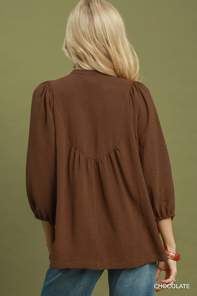 UMGEE Lace Trim Top Chocolate
