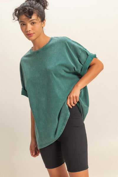Oversized Mineral Wash Tee Dark Teal