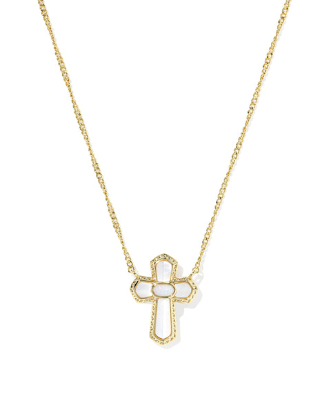 CROSS MEDALLION SHORT PENDANT NECKLACE GOLD