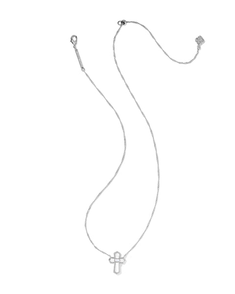 CROSS MEDALLION SHORT PENDANT NECKLACE SILVER