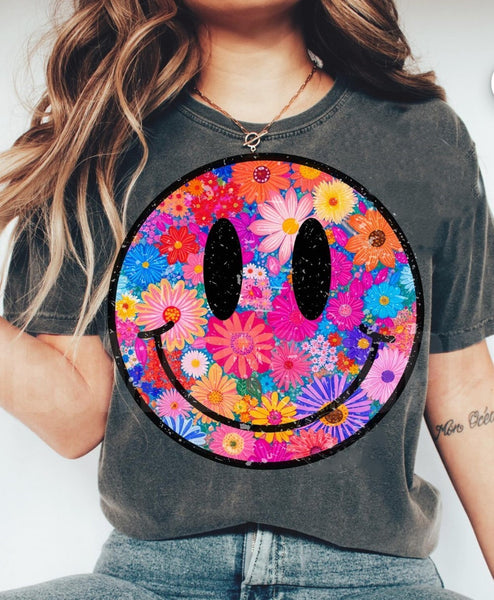 Comfort Colors Retro Happy Floral Tee