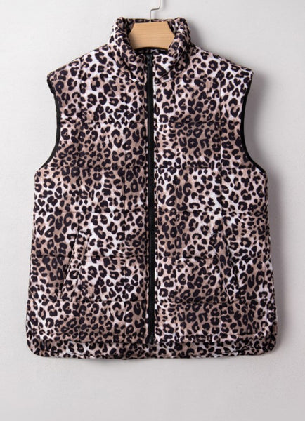 Leopard Quilted Puffer Vest