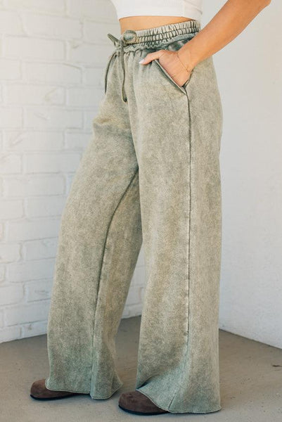 Mineral Wash Full Length Lounge Pant Light Olive