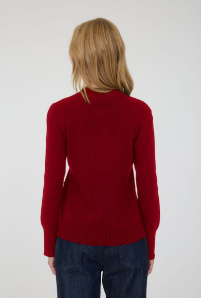 Button Up Cardigan Sweater Dark Red