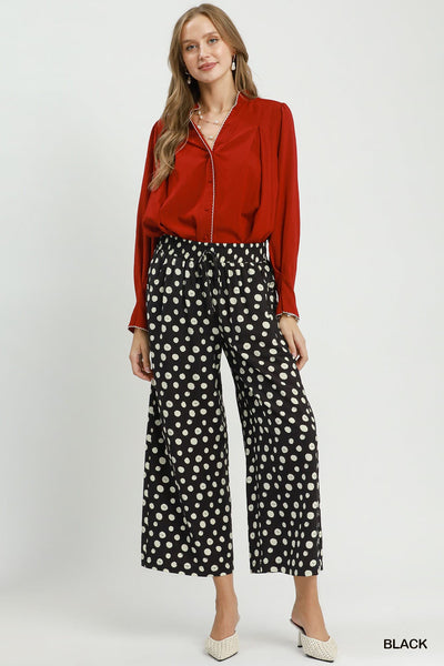UMGEE Polka Dot Wide Leg Pant Black