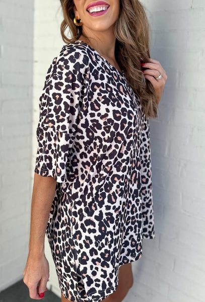 Daily Basis Leopard Biker Short & Top Set