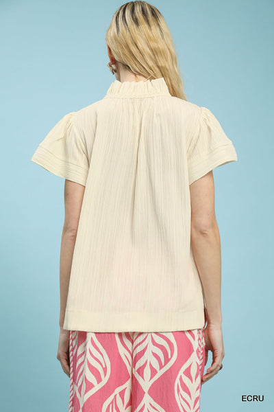 UMGEE Flutter Sleeve Top Ecru Neutral