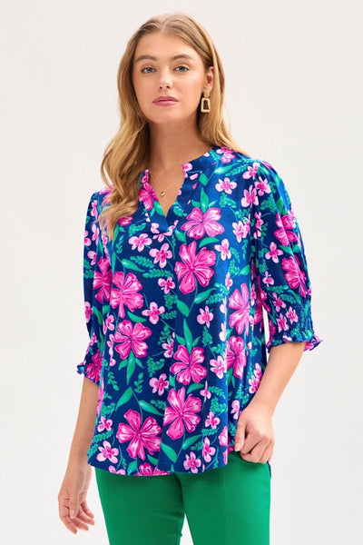 Lizzy Smocked Sleeve Beach Breeze Top