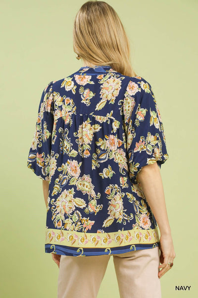 UMGEE Navy Floral Top