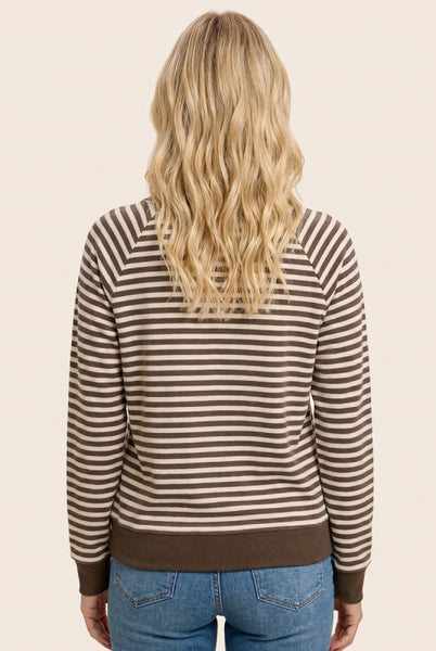 Cocoa & Cream Soft Knit Stripe Top