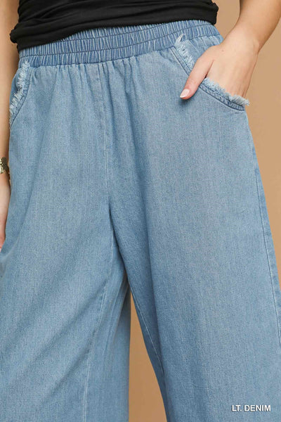 UMGEE Fringe Hem Denim Pant