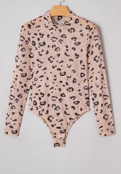 Khaki Leopard Mesh Layering Bodysuit