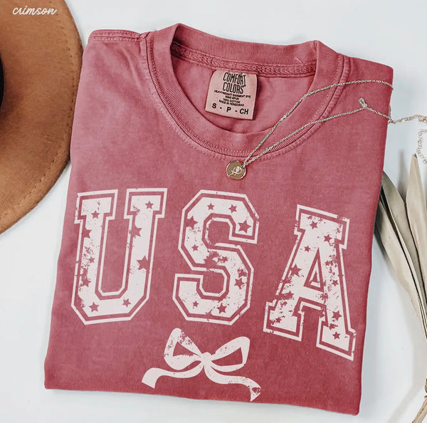 Comfort Colors USA Coquette Tee Crimson