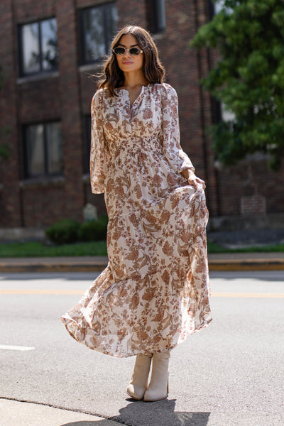 Stevie Cream Floral Maxi Dress