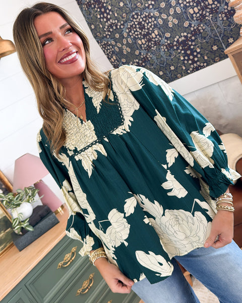 UMGEE Hampton Leaf Print Top Brown